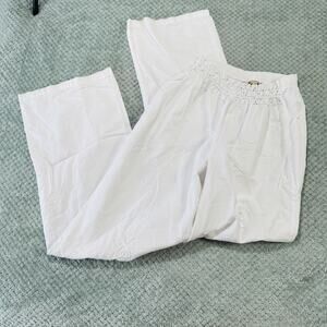 vtg retro y2k high rise white extra long lace waistband boho lagenlook cotton s